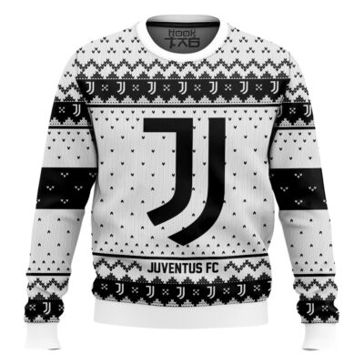 Hooktab Soccer Juventus FC Custom Name And Number Ugly Christmas Sweater