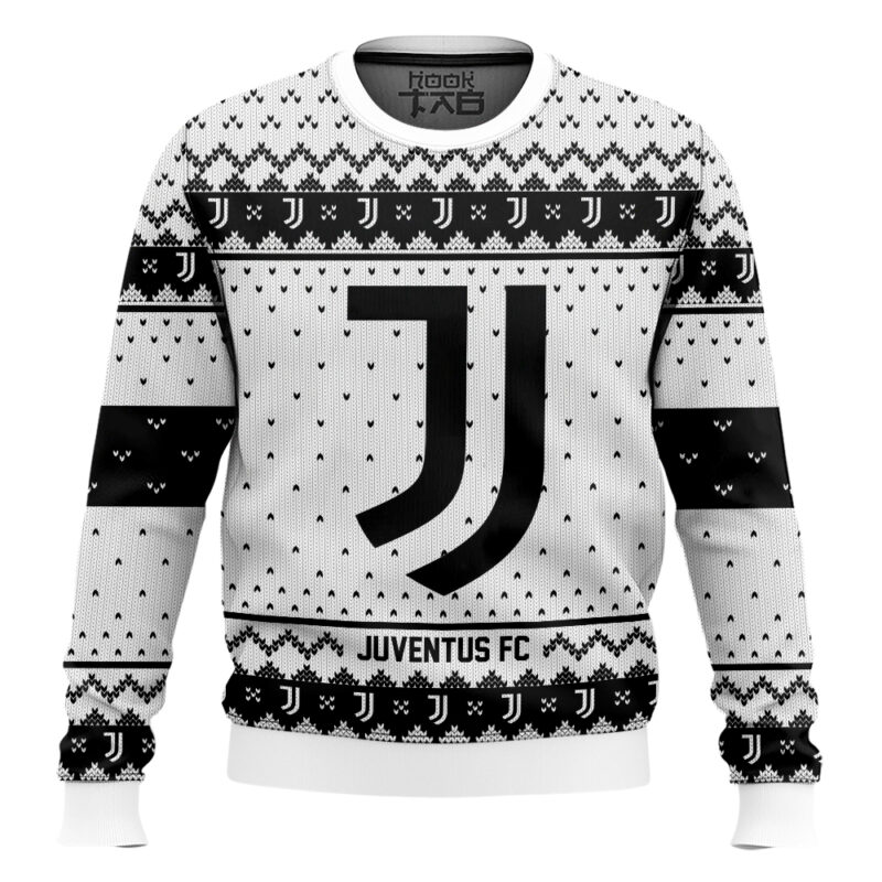 Hooktab Soccer Juventus FC Custom Name And Number Ugly Christmas Sweater