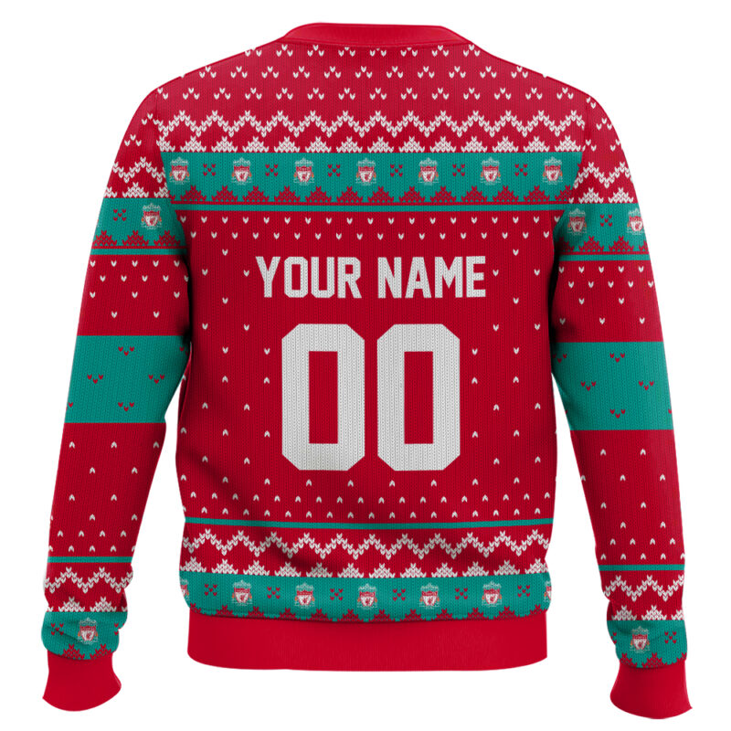 Hooktab Soccer Liverpool F.C. Custom Name And Number Ugly Christmas Sweater Hooktab Soccer Liverpool F.C. Custom Name And Number Ugly Christmas Sweater