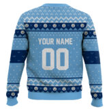 Hooktab Soccer Manchester City F.C. Custom Name And Number Ugly Christmas Sweater