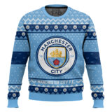 Hooktab Soccer Manchester City F.C. Custom Name And Number Ugly Christmas Sweater