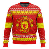 Hooktab Soccer Manchester United F.C. Custom Name And Number Ugly Christmas Sweater