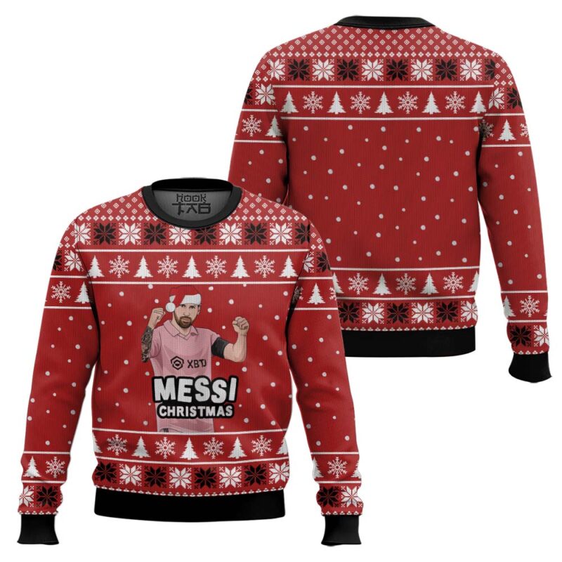 Hooktab Soccer Messi Christmas Ugly Christmas Sweater Hooktab Soccer Messi Christmas Ugly Christmas Sweater