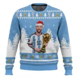 Hooktab Soccer Messi Worldcup Champion Ugly Christmas Sweater