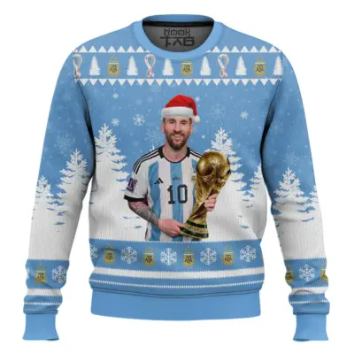 Hooktab Soccer Messi Worldcup Champion Ugly Christmas Sweater