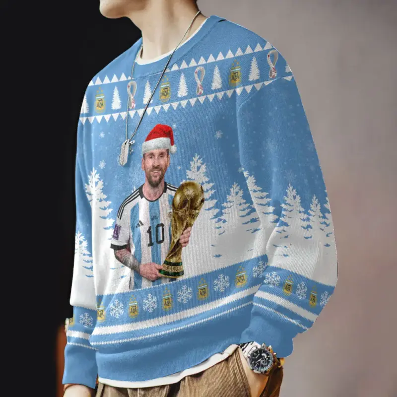 Hooktab Soccer Messi Worldcup Champion Ugly Christmas Sweater Hooktab Soccer Messi Worldcup Champion Ugly Christmas Sweater