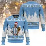 Hooktab Soccer Messi Worldcup Champion Ugly Christmas Sweater