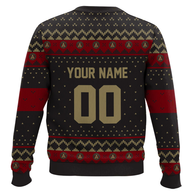 Hooktab Soccer MLS Atlanta United FC Custom Name And Number Ugly Christmas Sweater Hooktab Soccer MLS Atlanta United FC Custom Name And Number Ugly Christmas Sweater