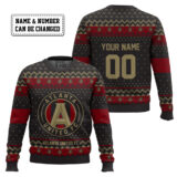 Hooktab Soccer MLS Atlanta United FC Custom Name And Number Ugly Christmas Sweater