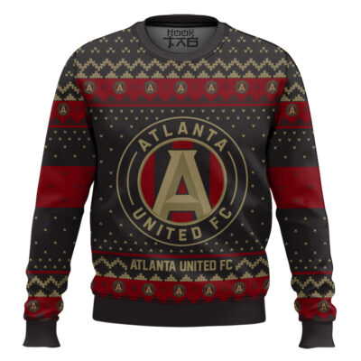 Hooktab Soccer MLS Atlanta United FC Custom Name And Number Ugly Christmas Sweater