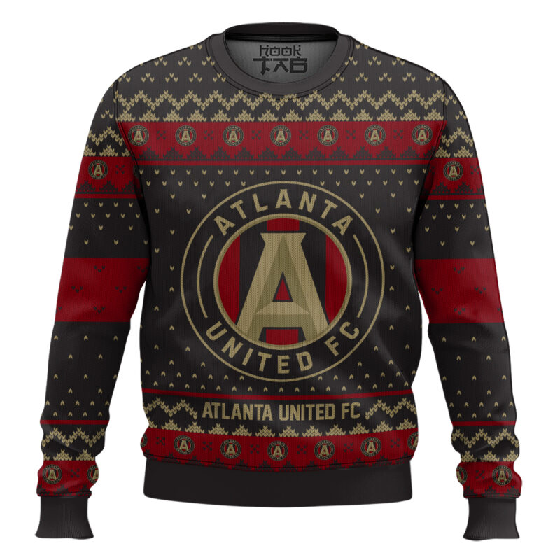Hooktab Soccer MLS Atlanta United FC Custom Name And Number Ugly Christmas Sweater