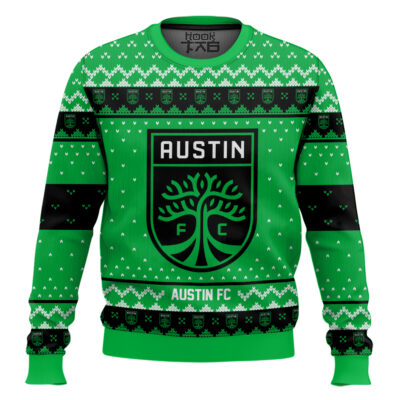 Hooktab Soccer MLS Austin FC Custom Name And Number Ugly Christmas Sweater