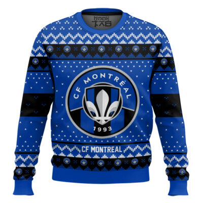 Hooktab Soccer MLS CF Montréal Custom Name And Number Ugly Christmas Sweater