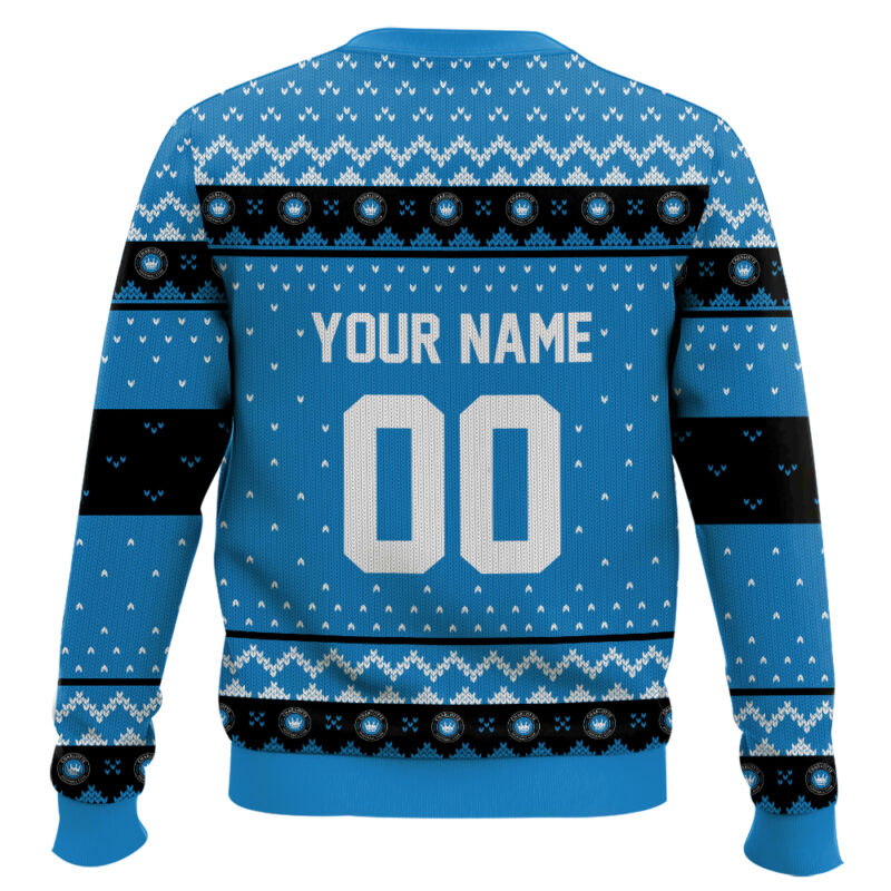 Hooktab Soccer MLS Charlotte FC Custom Name And Number Ugly Christmas Sweater Hooktab Soccer MLS Charlotte FC Custom Name And Number Ugly Christmas Sweater