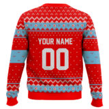 Hooktab Soccer MLS Chicago Fire FC Custom Name And Number Ugly Christmas Sweater