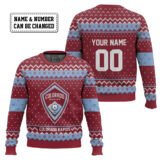 Hooktab Soccer MLS Colorado Rapids Custom Name And Number Ugly Christmas Sweater