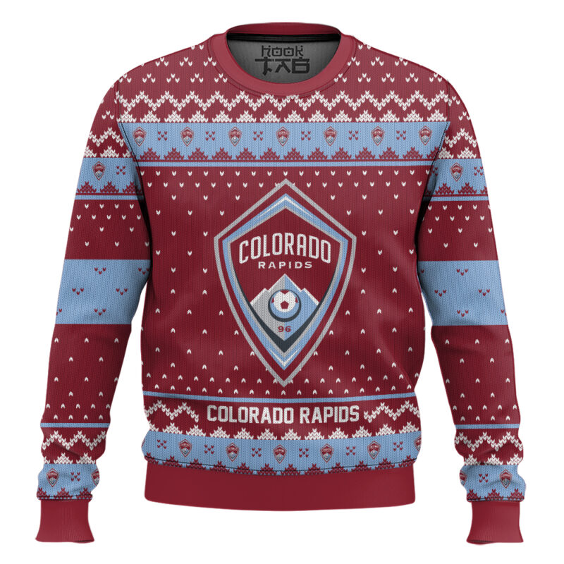 Hooktab Soccer MLS Colorado Rapids Custom Name And Number Ugly Christmas Sweater