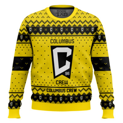Hooktab Soccer MLS Columbus Crew Custom Name And Number Ugly Christmas Sweater