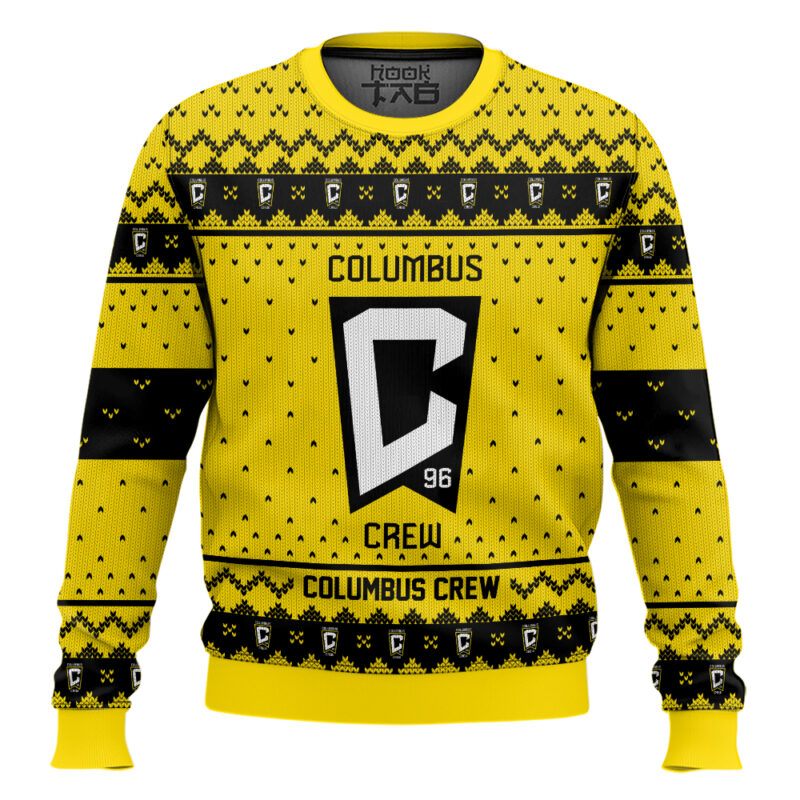 Hooktab Soccer MLS Columbus Crew Custom Name And Number Ugly Christmas Sweater
