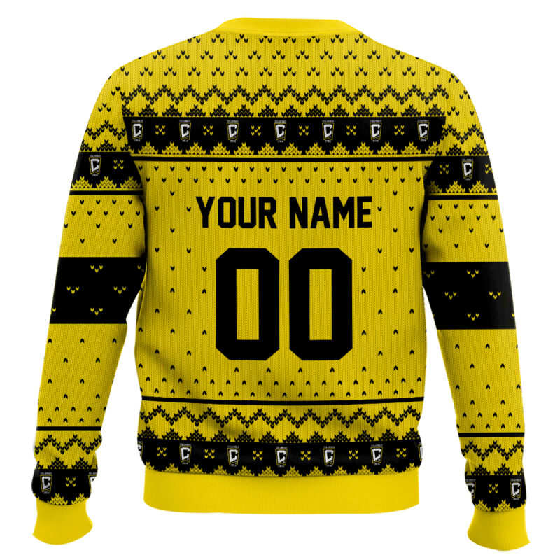 Hooktab Soccer MLS Columbus Crew Custom Name And Number Ugly Christmas Sweater Hooktab Soccer MLS Columbus Crew Custom Name And Number Ugly Christmas Sweater