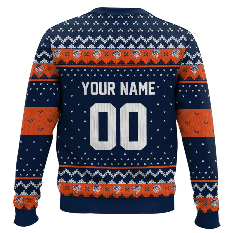 Hooktab Soccer MLS FC Cincinnati Custom Name And Number Ugly Christmas Sweater Hooktab Soccer MLS FC Cincinnati Custom Name And Number Ugly Christmas Sweater
