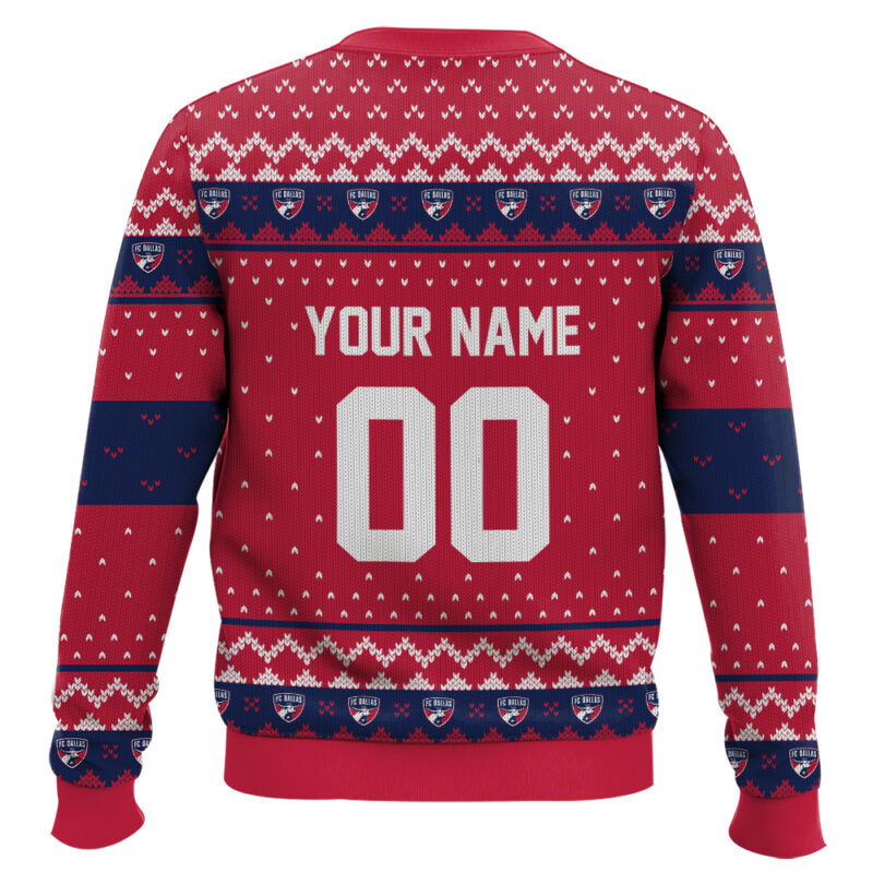 Hooktab Soccer MLS FC Dallas Custom Name And Number Ugly Christmas Sweater Hooktab Soccer MLS FC Dallas Custom Name And Number Ugly Christmas Sweater