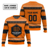 Hooktab Soccer MLS Houston Dynamo FC Custom Name And Number Ugly Christmas Sweater