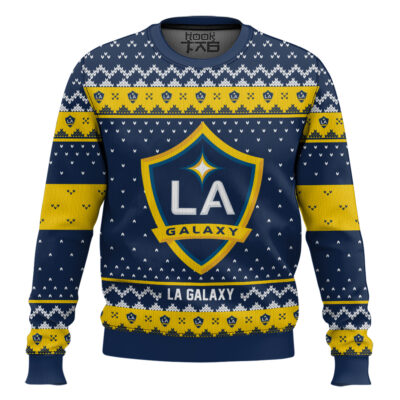 Hooktab Soccer MLS La Galaxy Custom Name And Number Ugly Christmas Sweater