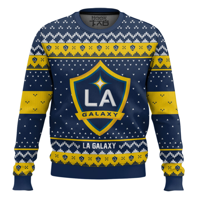 Hooktab Soccer MLS La Galaxy Custom Name And Number Ugly Christmas Sweater