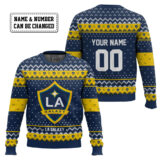 Hooktab Soccer MLS La Galaxy Custom Name And Number Ugly Christmas Sweater