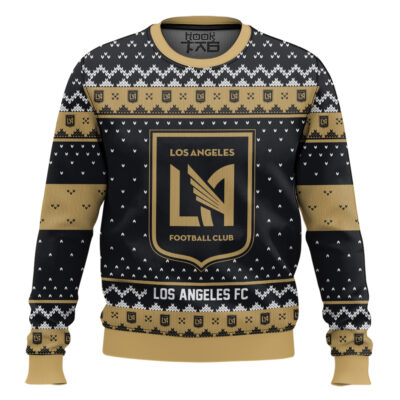 Hooktab Soccer MLS Los Angeles FC Custom Name And Number Ugly Christmas Sweater