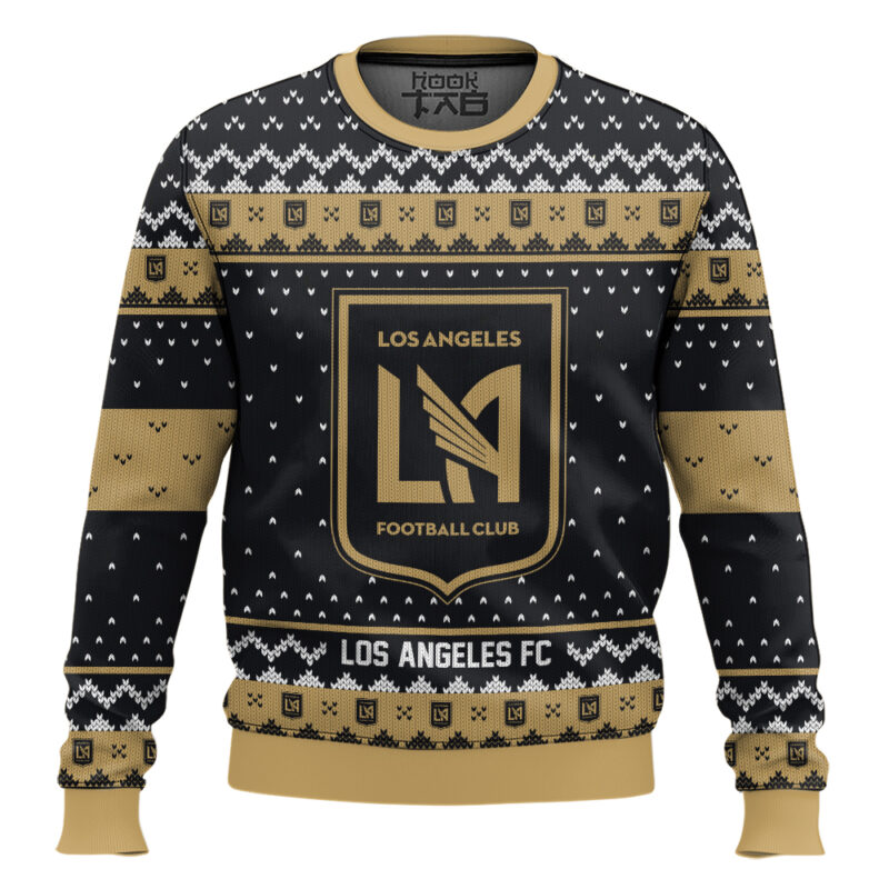 Hooktab Soccer MLS Los Angeles FC Custom Name And Number Ugly Christmas Sweater