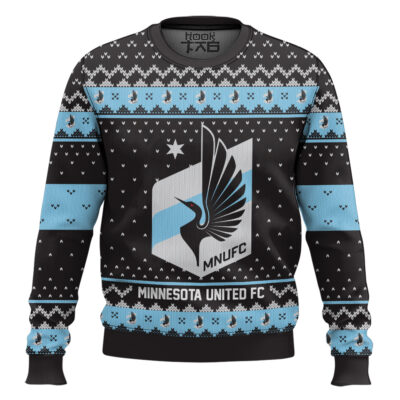 Hooktab Soccer MLS Minnesota United FC Custom Name And Number Ugly Christmas Sweater