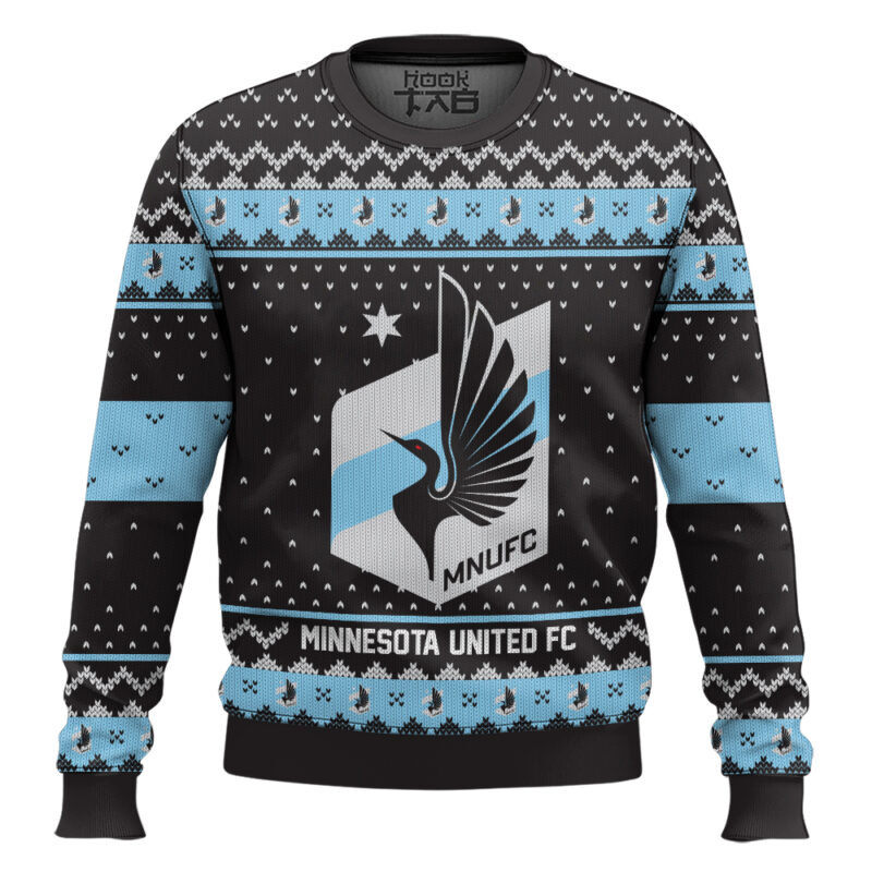 Hooktab Soccer MLS Minnesota United FC Custom Name And Number Ugly Christmas Sweater