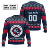 Hooktab Soccer MLS New England Revolution Custom Name And Number Ugly Christmas Sweater