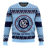 Hooktab Soccer MLS New York City FC Custom Name And Number Ugly Christmas Sweater