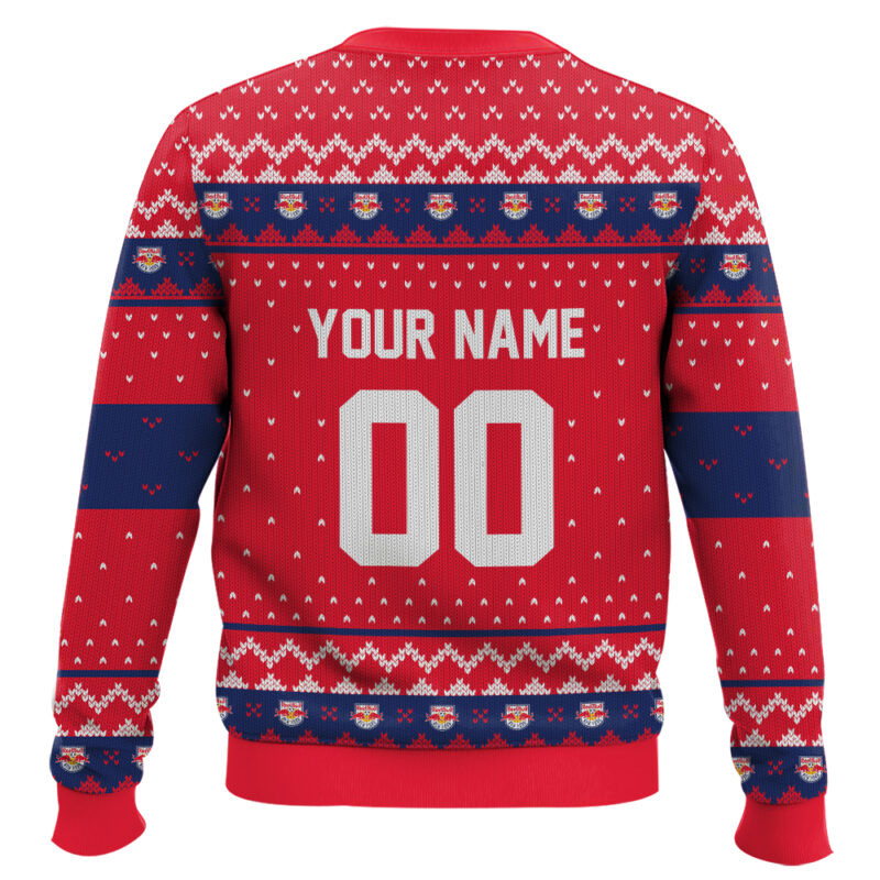 Hooktab Soccer MLS New York Red Bulls Custom Name And Number Ugly Christmas Sweater Hooktab Soccer MLS New York Red Bulls Custom Name And Number Ugly Christmas Sweater
