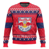 Hooktab Soccer MLS New York Red Bulls Custom Name And Number Ugly Christmas Sweater
