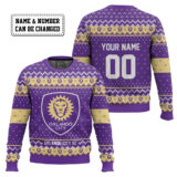 Hooktab Soccer MLS Orlando City SC Custom Name And Number Ugly Christmas Sweater