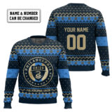 Hooktab Soccer MLS Philadelphia Union Custom Name And Number Ugly Christmas Sweater