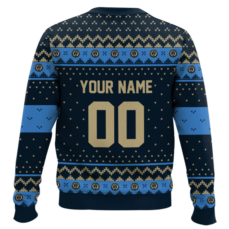 Hooktab Soccer MLS Philadelphia Union Custom Name And Number Ugly Christmas Sweater Hooktab Soccer MLS Philadelphia Union Custom Name And Number Ugly Christmas Sweater