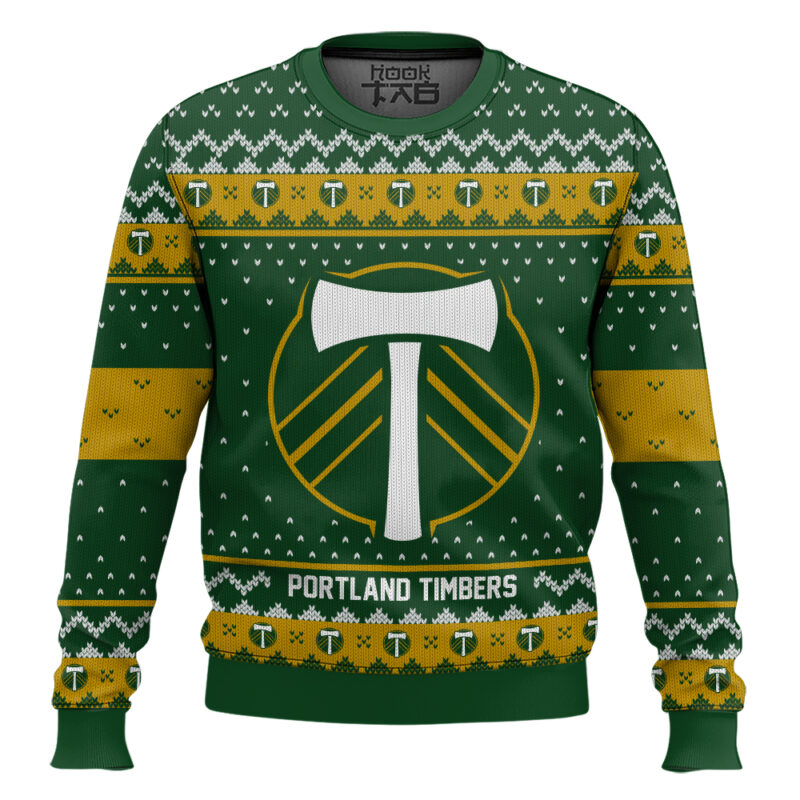 Hooktab Soccer MLS Portland Timbers Custom Name And Number Ugly Christmas Sweater