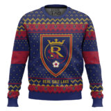 Hooktab Soccer MLS Real Salt Lake Custom Name And Number Ugly Christmas Sweater