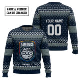Hooktab Soccer MLS San Diego FC Custom Name And Number Ugly Christmas Sweater