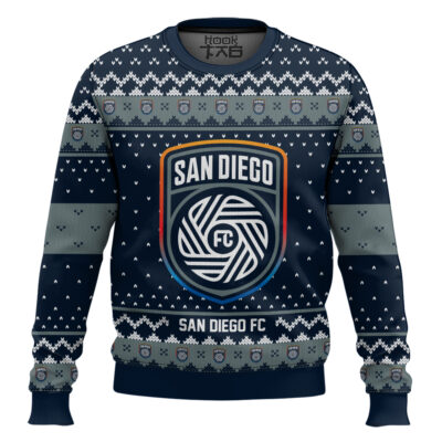 Hooktab Soccer MLS San Diego FC Custom Name And Number Ugly Christmas Sweater