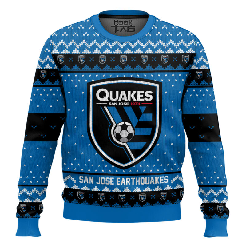 Hooktab Soccer MLS San Jose Earthquakes Custom Name And Number Ugly Christmas Sweater