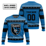 Hooktab Soccer MLS San Jose Earthquakes Custom Name And Number Ugly Christmas Sweater