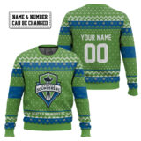 Hooktab Soccer MLS Seattle Sounders FC Custom Name And Number Ugly Christmas Sweater