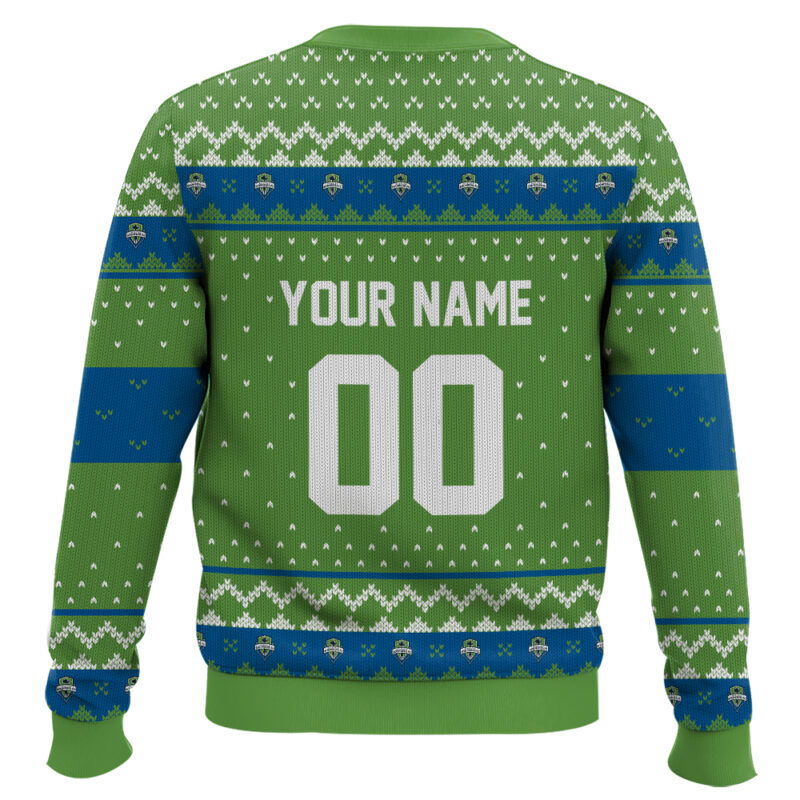 Hooktab Soccer MLS Seattle Sounders FC Custom Name And Number Ugly Christmas Sweater Hooktab Soccer MLS Seattle Sounders FC Custom Name And Number Ugly Christmas Sweater