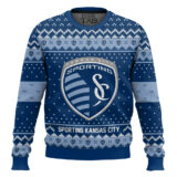 Hooktab Soccer MLS Sporting Kansas City Custom Name And Number Ugly Christmas Sweater
